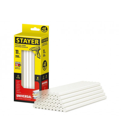 Стержни клеевые STAYER Super Fix Universal 11x200 мм, 40 шт, прозрачные